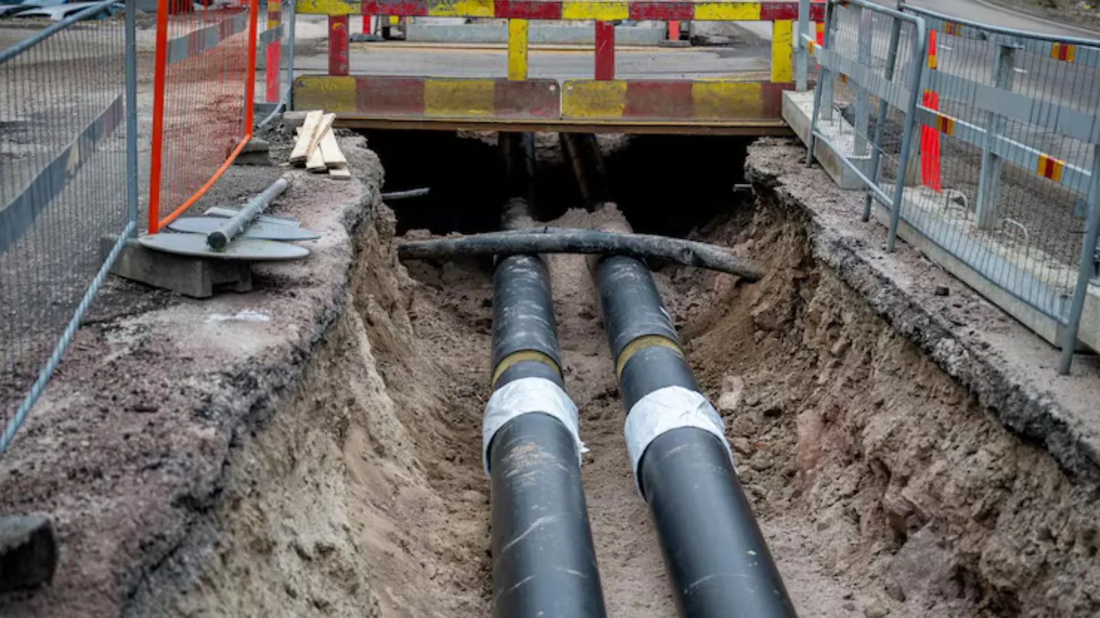 Sewer line replacement excavation at an Upland, CA home
