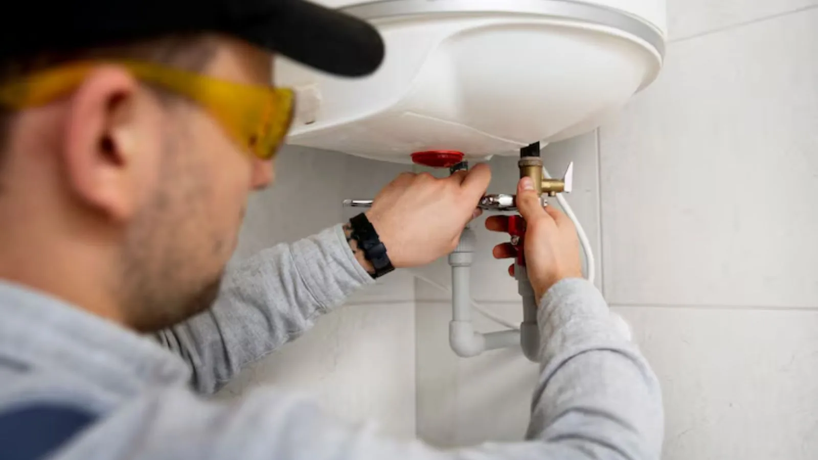Technician installing a replacement water heater in Upland, CA